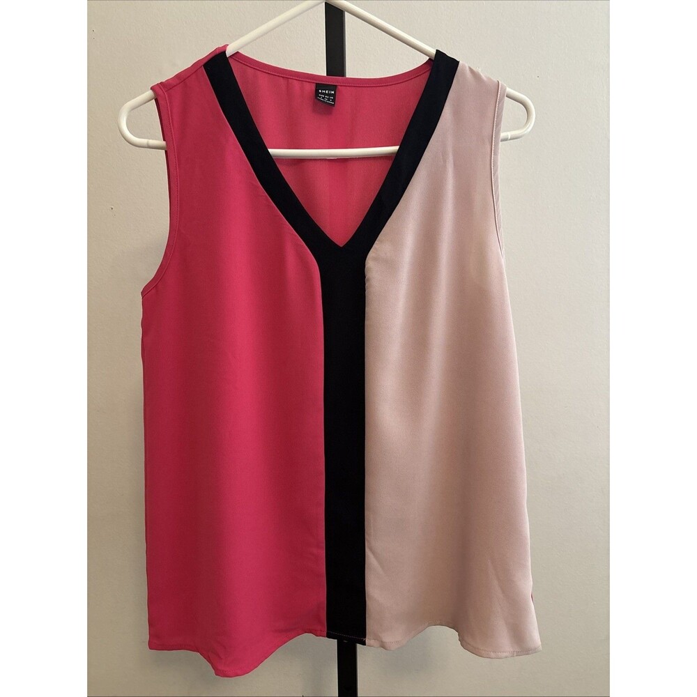 Shein Colorblock Pink Sleeveless Shirt Top Small